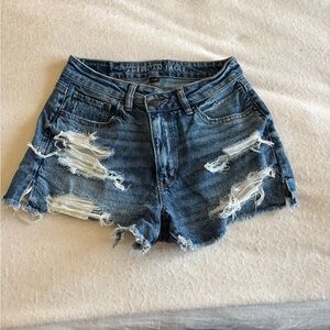 American Eagle Outfitters Distressed Dark Blue Denim Cutoff Shorts